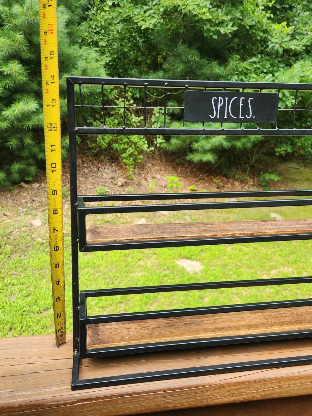 Rae Dunn Wood And Metal 'SPICES' Rustic Spice Rack